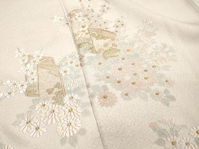 平和屋着物▼中国三大刺繍 蘇州刺繍 総刺繍 訪問着 草花 金糸 正絹 逸品 DABJ7009fe