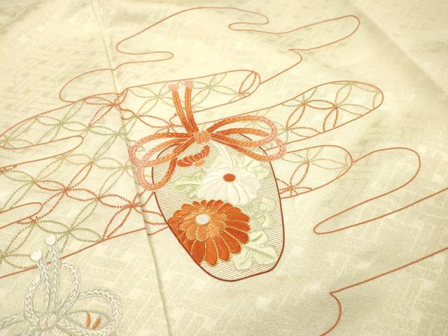 平和屋着物▼中国三大刺繍 相良刺繍 総刺繍 訪問着 駒刺繍 霞仕覆花文 金銀糸 正絹 逸品 未使用 DABJ7011fe