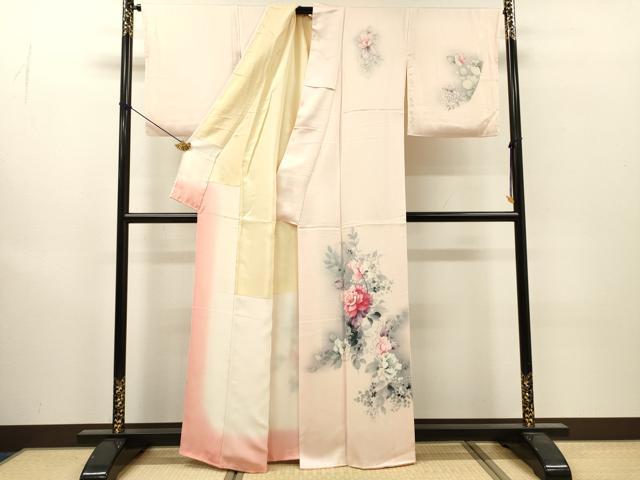 平和屋着物▼訪問着 作家物 手描き 草花 暈し染 正絹 逸品 DABJ7012fe
