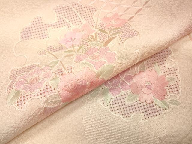 平和屋着物▼中国三大刺繍 スワトウ刺繍 汕頭刺繍 総刺繍 訪問着 雪輪花文 暈し染 正絹 逸品 DABJ7013fe