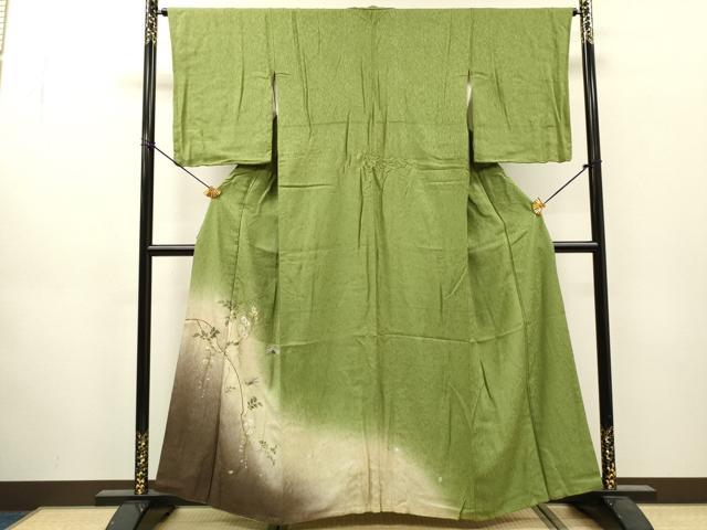 平和屋着物▼訪問着 刺繍 舞蝶花文 暈し染 金銀彩 やまと誂製 正絹 逸品 DABJ7024fe