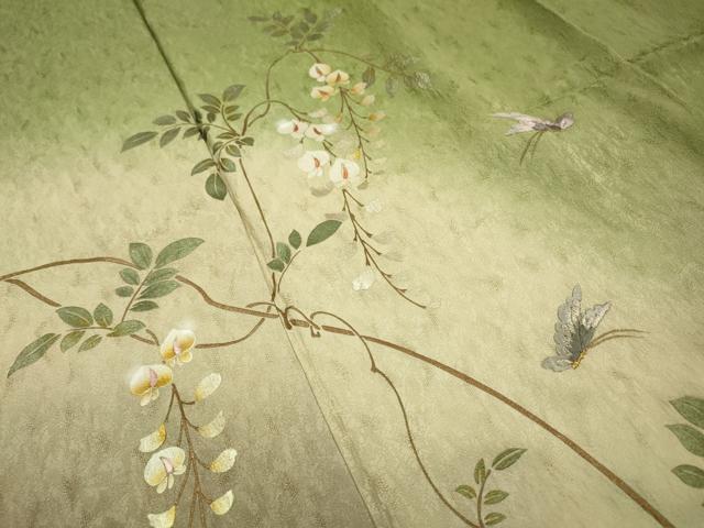 平和屋着物▼訪問着 刺繍 舞蝶花文 暈し染 金銀彩 やまと誂製 正絹 逸品 DABJ7024fe
