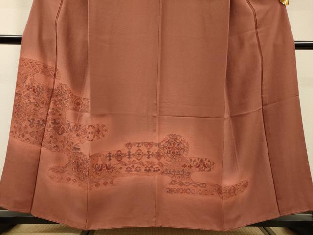 平和屋着物▼訪問着 正倉院向かい鳥花唐草文 暈し染 正絹 逸品 DABJ7031fe