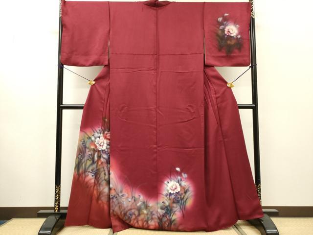 平和屋着物▼訪問着 手描き 南天花文 暈し染 正絹 逸品 DABJ7032fe