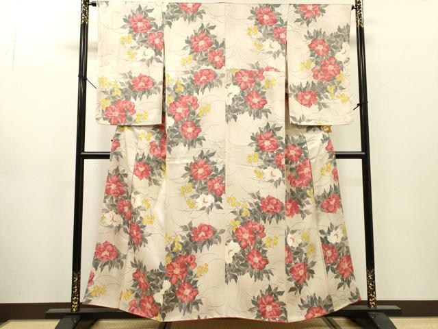 平和屋着物▼上質な小紋 草花 正絹 逸品 DABJ7034fe