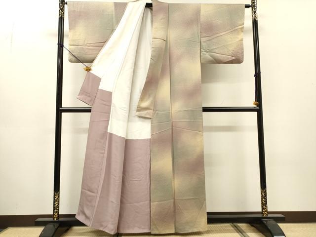 平和屋着物▼上質な小紋 舞花地紋 霞文 暈し染 正絹 逸品 DABJ7036fe