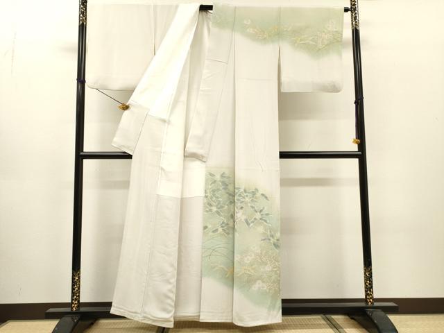 平和屋着物▼訪問着 作家物 手描き 枝花に休み鳥 暈し染 正絹 逸品 DABJ7037fe