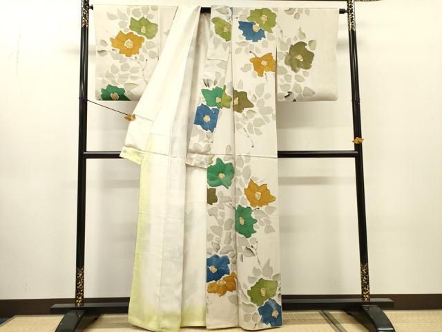 平和屋着物▼上質な小紋 手描き 草花 正絹 逸品 DABJ7041fe