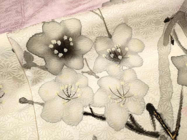 平和屋着物▼訪問着 手描き 枝花 暈し染 金彩 正絹 逸品 DABJ7053fe