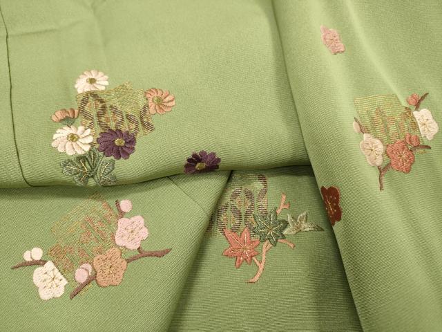 平和屋着物▼訪問着 総刺繍 源氏香花文 金糸 正絹 逸品 DABJ7064fe