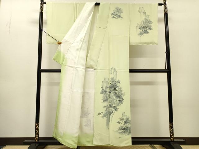 平和屋着物▼訪問着 手描き 風景文 正絹 逸品 未使用 DABJ7086fe