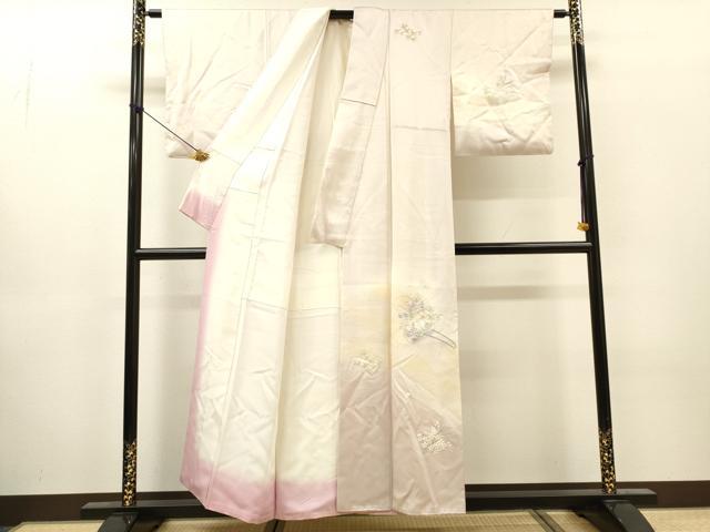 平和屋着物▼訪問着 総刺繍 花車文 暈し染 正絹 逸品 DABJ7090fe