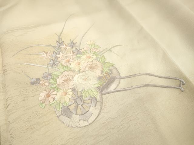 平和屋着物▼訪問着 総刺繍 花車文 暈し染 正絹 逸品 DABJ7090fe