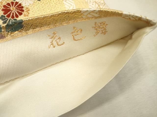 平和屋着物▼六通柄袋帯 唐織 折枝に花丸文 花色舞 金糸 正絹 逸品 DABJ7093fe