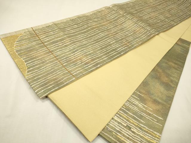 平和屋着物▼太鼓柄袋帯 螺鈿箔 抽象文様 金銀糸 正絹 逸品 DABJ7097fe
