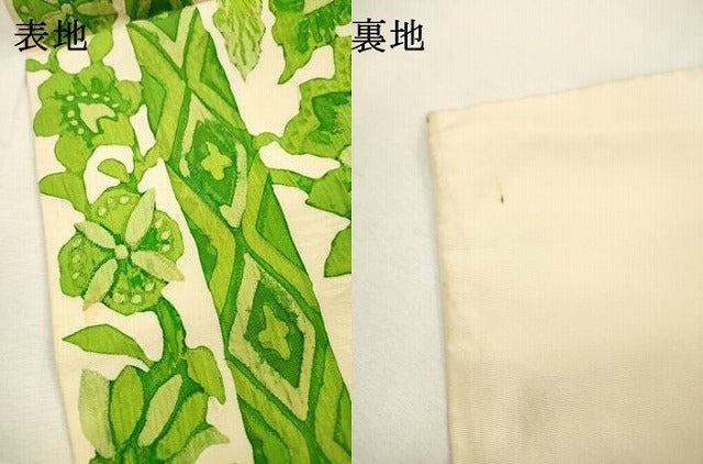 平和屋着物▼西陣 老舗 渡文謹製 手織 全通柄袋帯 纐纈 更紗花唐草文 正絹 逸品 DABJ7125fe