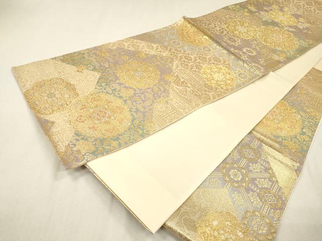 平和屋本店▼六通柄袋帯 正倉院 純金二重箔 正絹 逸品 DABJ7222fe