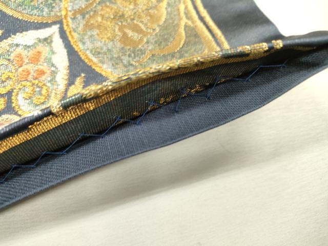 平和屋着物▼六通柄袋帯 瑞祥 正倉院葡萄蔦の葉文 引箔 正絹 逸品 DABJ7225fe