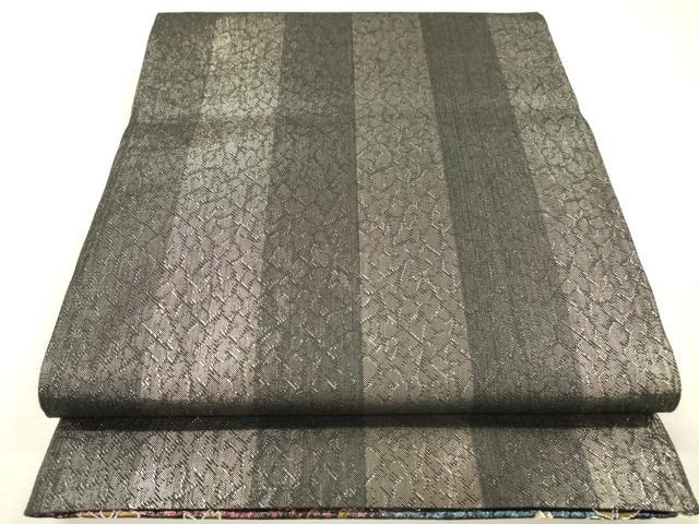 平和屋着物▼両面 六通柄袋帯 よろけ縞 舞桜 金糸 正絹 逸品 DABJ7280fe
