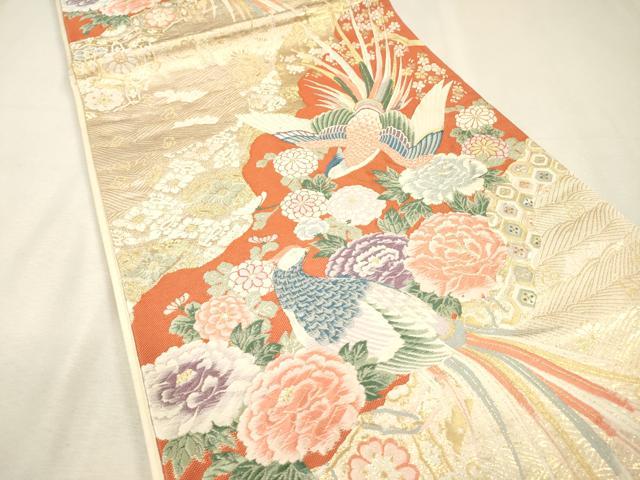 平和屋本店▼六通柄袋帯 唐織 鳳凰花文 本金箔 正絹 逸品 DABJ7286fe