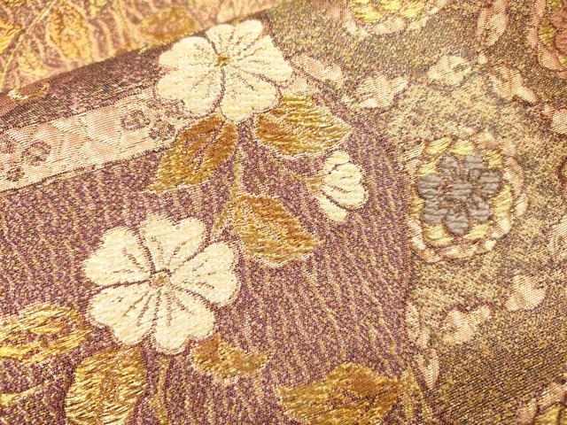 平和屋着物▼六通柄袋帯 花唐草菱文 金糸 正絹 逸品 DABJ7296fe