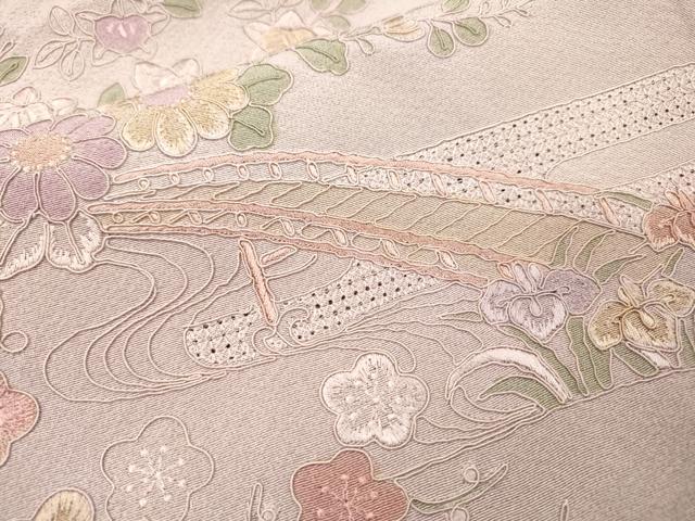 平和屋着物▼中国三大刺繍 スワトウ刺繍 汕頭刺繍 総刺繍 訪問着 風景花文 正絹 逸品 DABJ7306fe