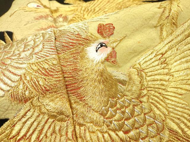 平和屋着物▼豪華黒留袖 総刺繍 鳳凰 金糸 正絹 逸品 DABJ7307fe