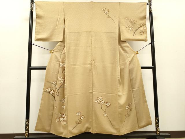 平和屋着物▼訪問着 手描き 枝桜 正絹 逸品 DABJ7308fe