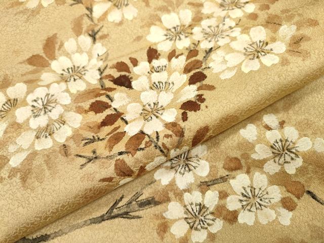 平和屋着物▼訪問着 手描き 枝桜 正絹 逸品 DABJ7308fe