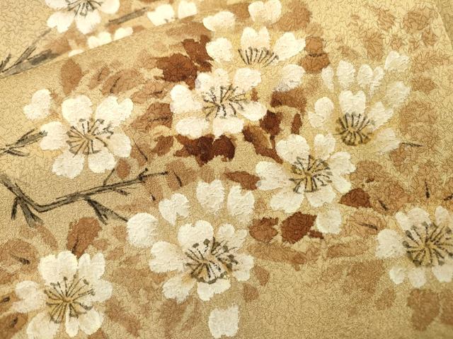 平和屋着物▼訪問着 手描き 枝桜 正絹 逸品 DABJ7308fe