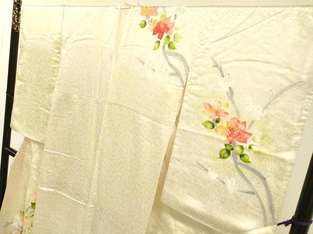 平和屋着物▼訪問着 手描き 枝花文 暈し染 正絹 逸品 DABJ7319fe