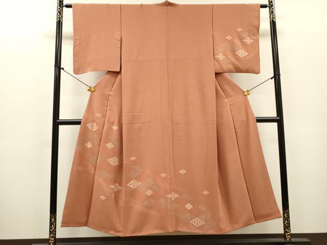 平和屋着物▼中国三大刺繍 スワトウ刺繍 汕頭刺繍 総刺繍 訪問着 花菱文 銀糸 正絹 逸品 DABJ7329fe
