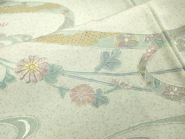 平和屋着物▼中国三大刺繍 スワトウ刺繍 汕頭刺繍 総刺繍 訪問着 鬘帯花文 暈し染 正絹 逸品 未使用 DABJ7332fe