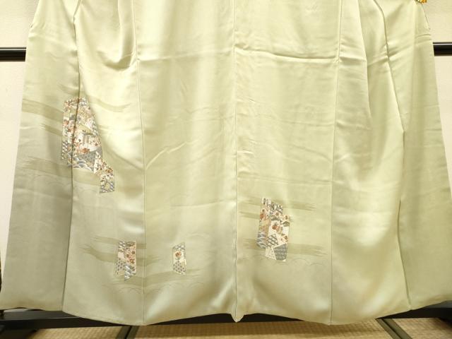 平和屋着物▼訪問着 総刺繍 短冊吉祥花文 暈し染 金糸 やまと誂製 正絹 逸品 DABJ7335fe