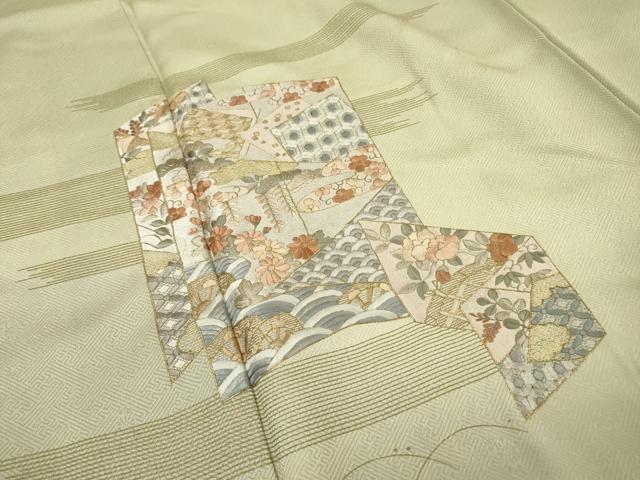 平和屋着物▼訪問着 総刺繍 短冊吉祥花文 暈し染 金糸 やまと誂製 正絹 逸品 DABJ7335fe