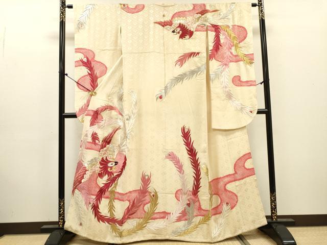 平和屋着物▼豪華振袖 刺繍 絞り 鳳凰 金銀糸 正絹 逸品 DABJ7336fe