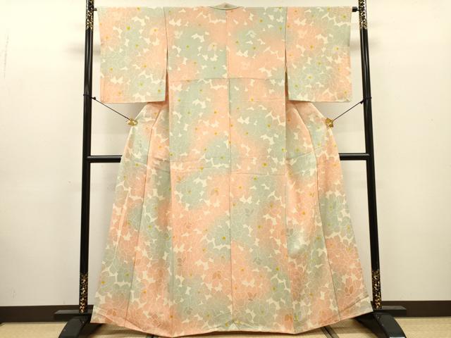 平和屋着物●上質な小紋 地紋起こし 花尽くし 正絹 逸品 DABJ7341fe