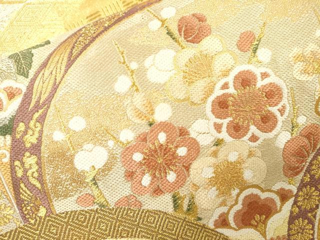 平和屋着物▼六通柄袋帯 花青海波 金糸 正絹 逸品 DABJ7402fe