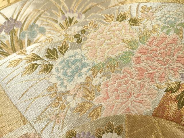 平和屋着物▼西陣 服部織物謹製 六通柄袋帯 唐織 地紙花文 金銀糸 正絹 逸品 DABJ7429fe