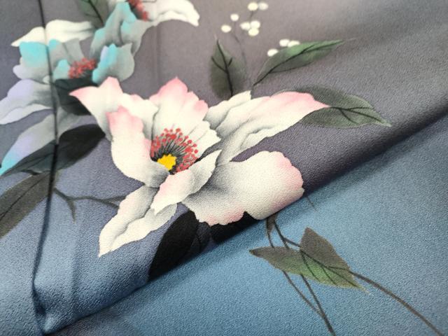 平和屋着物▼訪問着 手描き 枝花 暈し染 正絹 逸品 DABJ7451fe