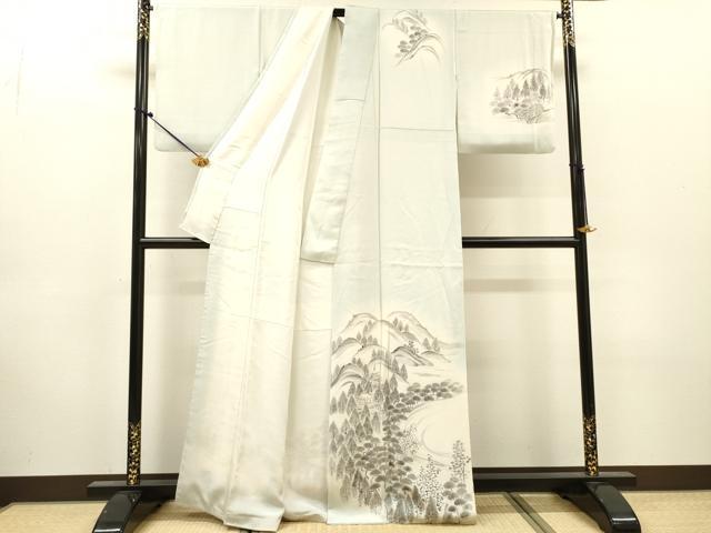 平和屋着物▼訪問着 作家物 手描き 風景文 暈し染 金彩 正絹 逸品 DABJ7453fe
