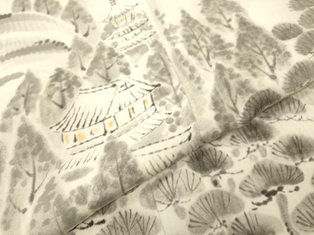 平和屋着物▼訪問着 作家物 手描き 風景文 暈し染 金彩 正絹 逸品 DABJ7453fe
