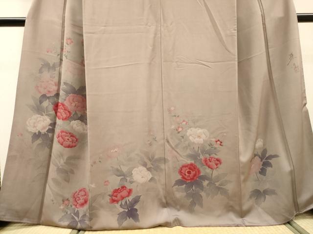 平和屋着物▼巨匠 前田華清 手描き 訪問着 草花 正絹 逸品 DABJ7455fe
