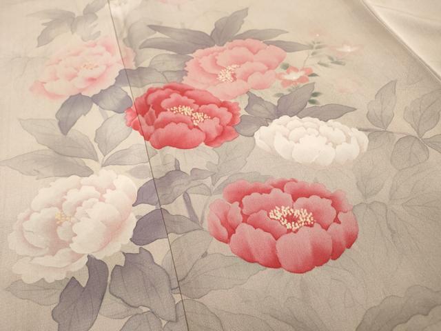 平和屋着物▼巨匠 前田華清 手描き 訪問着 草花 正絹 逸品 DABJ7455fe