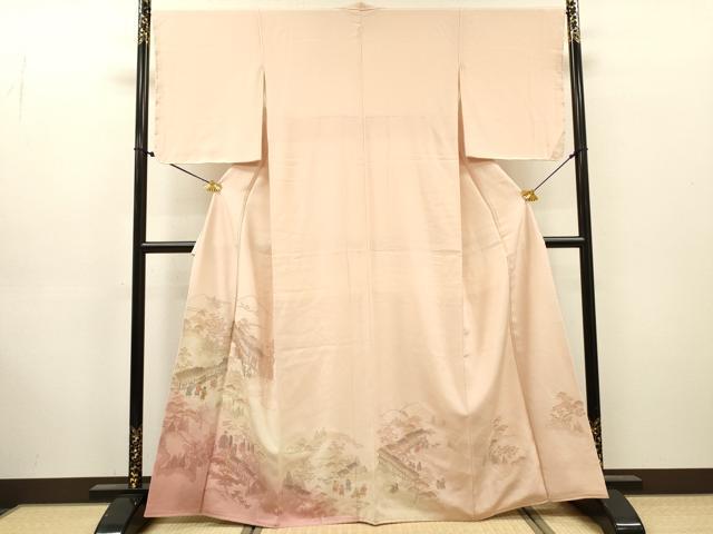 平和屋着物▼中国三大刺繍 スワトウ刺繍 汕頭刺繍 総刺繍 色留袖 室町絵巻 暈し染 金糸 正絹 逸品 DABJ7461fe