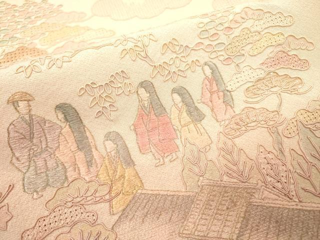 平和屋着物▼中国三大刺繍 スワトウ刺繍 汕頭刺繍 総刺繍 色留袖 室町絵巻 暈し染 金糸 正絹 逸品 DABJ7461fe
