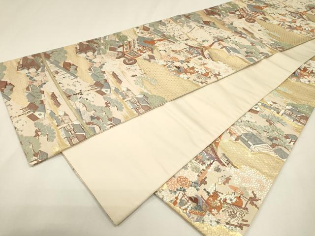 平和屋本店▼六通柄袋帯 唐織 祇園祭図 本金箔 正絹 逸品 DABJ7484fe