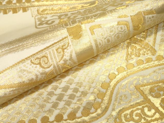 平和屋本店▼六通柄 本袋帯 風景文 純金箔24K 正絹 逸品 DABJ7491fe