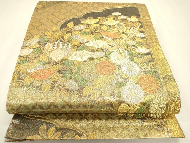 平和屋本店▼両面 六通柄袋帯 鳳凰桐花文 本金箔 正絹 逸品 DABJ7500fe