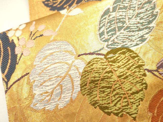 平和屋本店▼六通柄袋帯 唐織 草花文 純金箔 正絹 逸品 DABJ7502fe